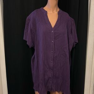 Blouse, shape fit,size 2X(18W/20W) purple cotton